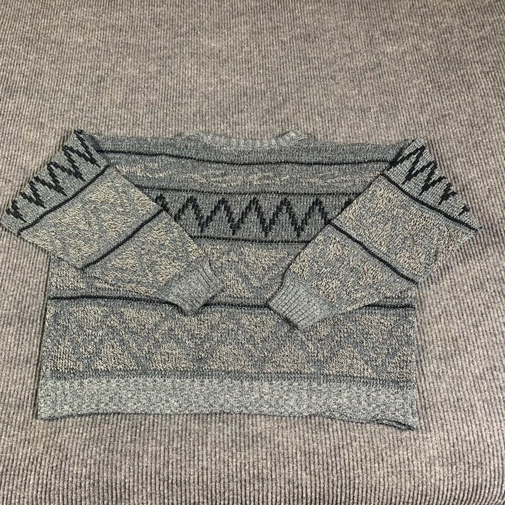 VTG Method Sweater Mens L Gray Cardigan Oversized Baggy Short Retro 90s 3D Knit - Picture 10 of 10